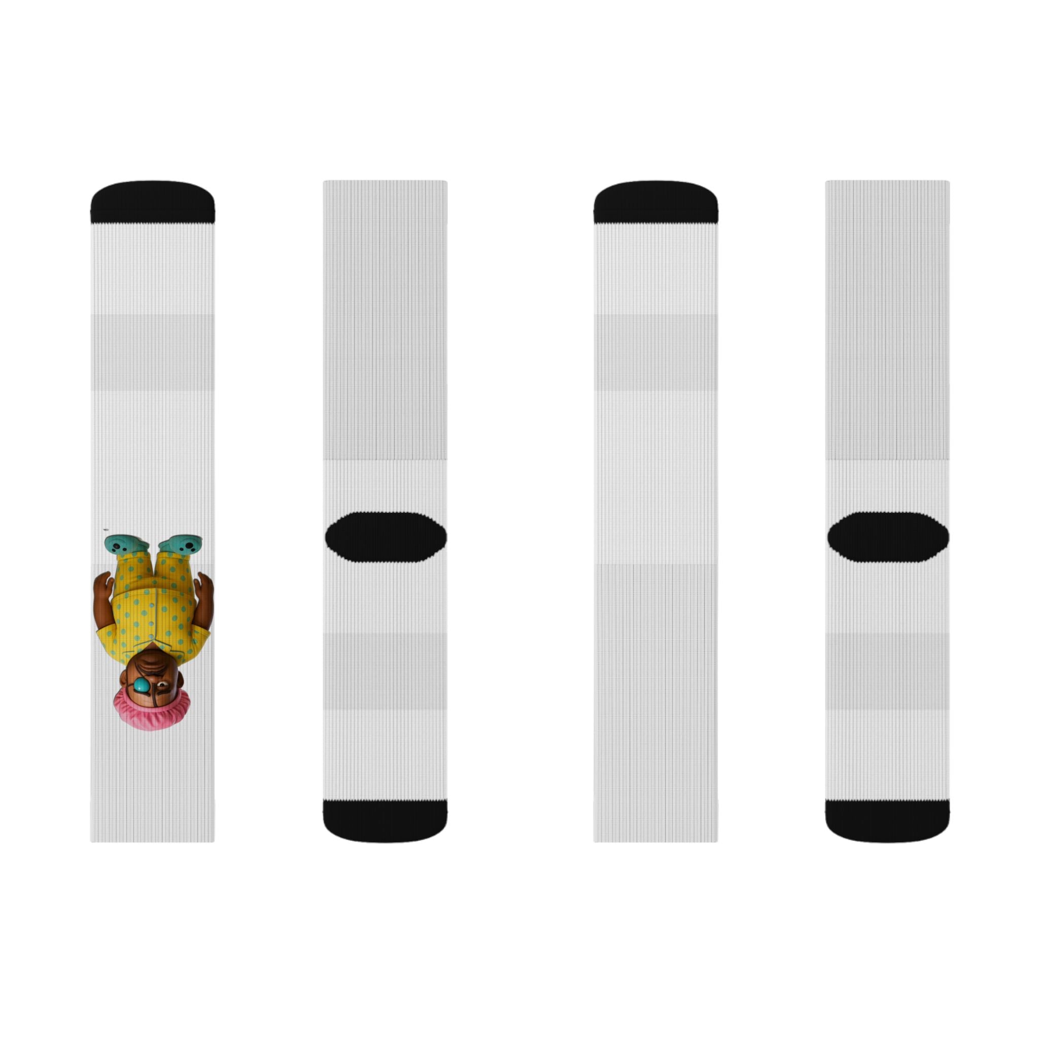 Novelty Sublimation Socks — Colorful Cartoon Girl Design