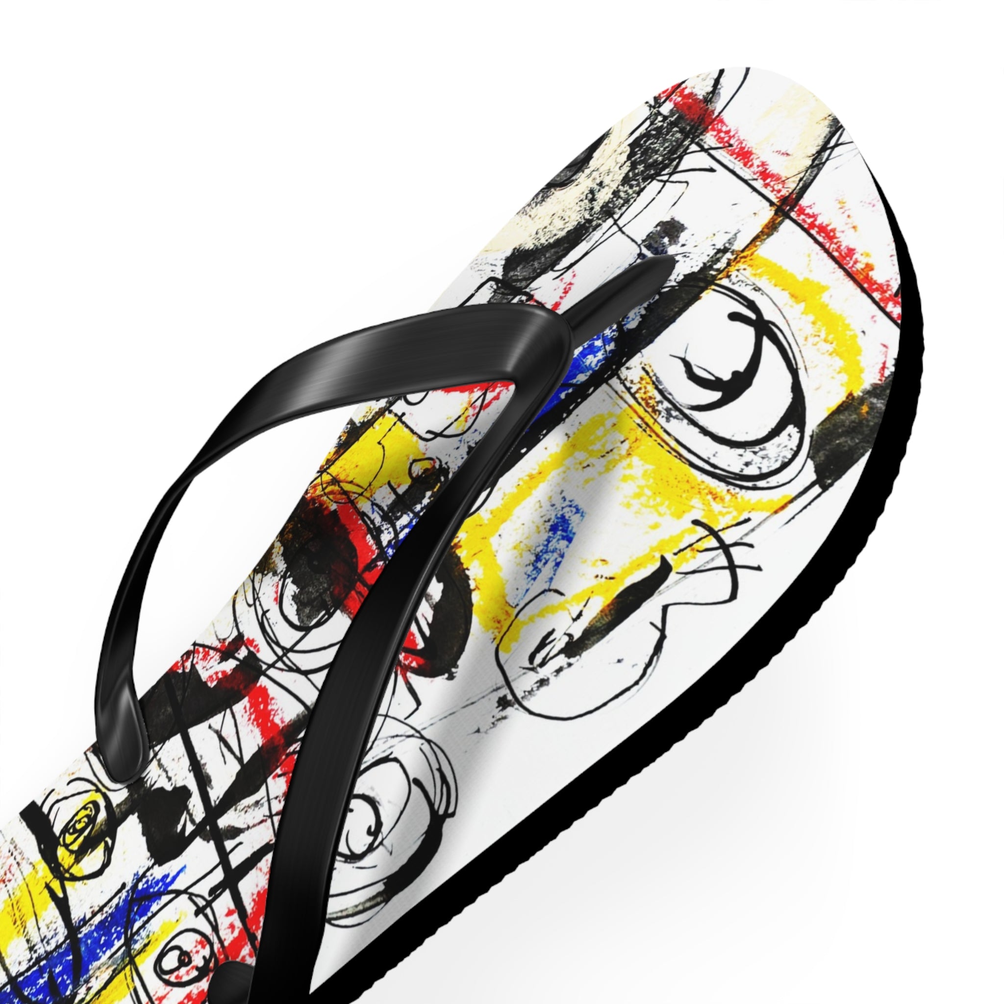 Abstract Art Flip Flops — Colorful Scribble Face Beach Sandals