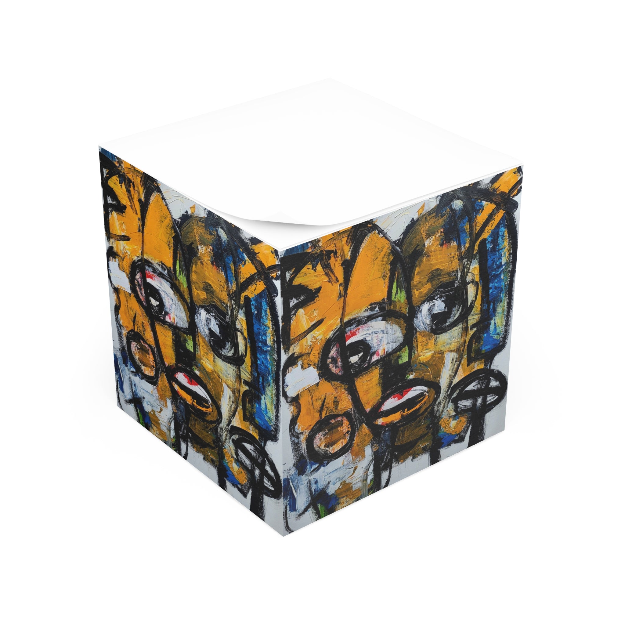 Abstract Faces Note Cube – Artistic Sticky Note Block  David Ladjah Bolo