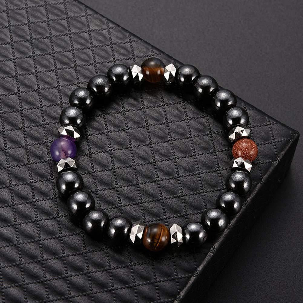 8mm Black Tourmaline Bracelet With Cinnabar And Amethyst Stones
