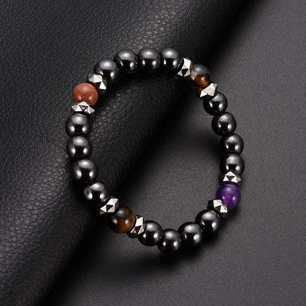 8mm Black Tourmaline Bracelet With Cinnabar And Amethyst Stones